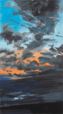 Rainer Fetting, Wolkenbild Westerland, 2019, Acryl auf Leinwand, 90 x 50 cm, Galerie Thomas Fuchs
