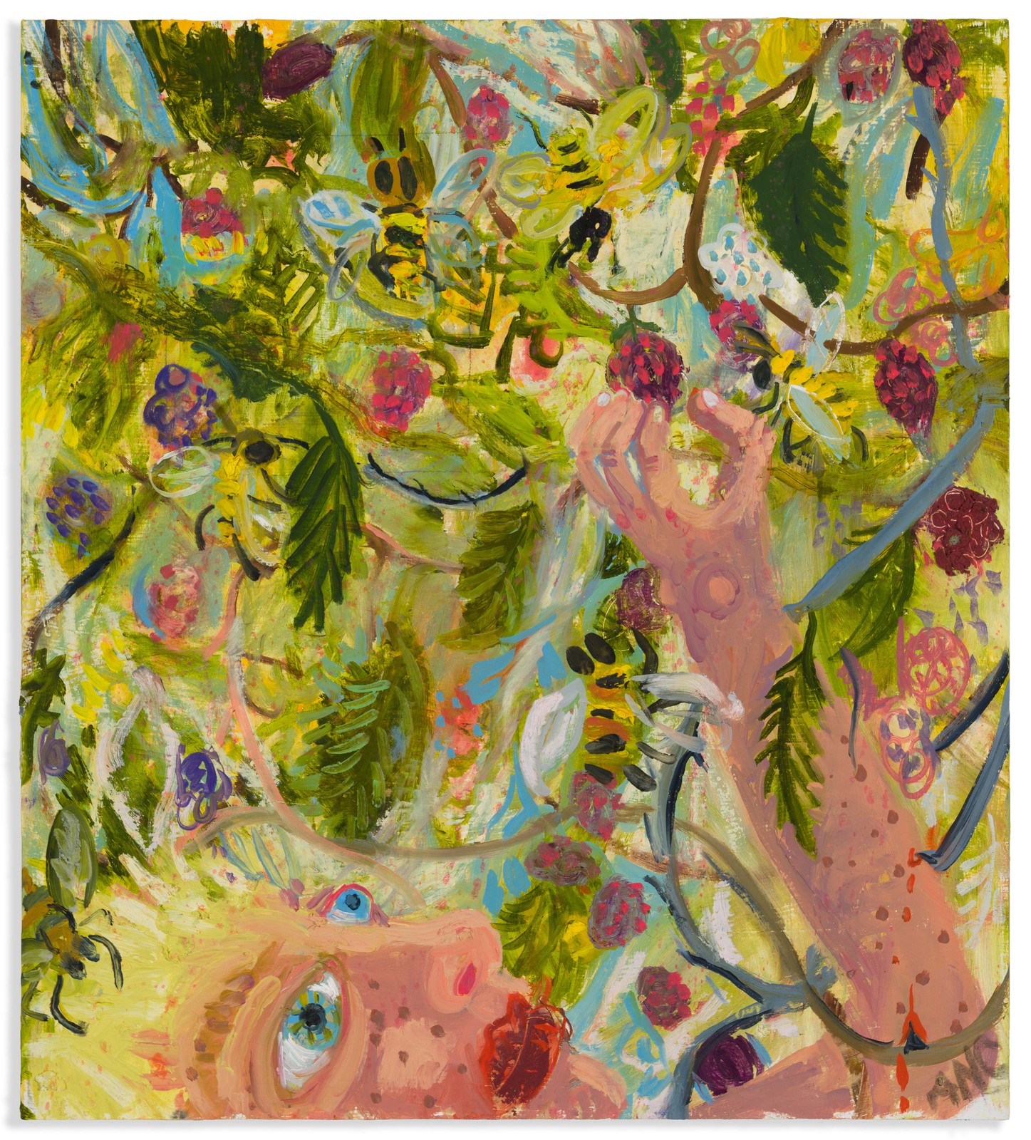 Ashley Norwood Cooper, Blackberry Picker 1, 2022, oil on panel, 50,8 x 45,7 cm